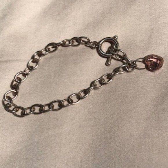 🌸Host Pick🌸 925 Sterling Silver Toggle Bracelet with Pink Crystal Heart - Picture 6 of 6